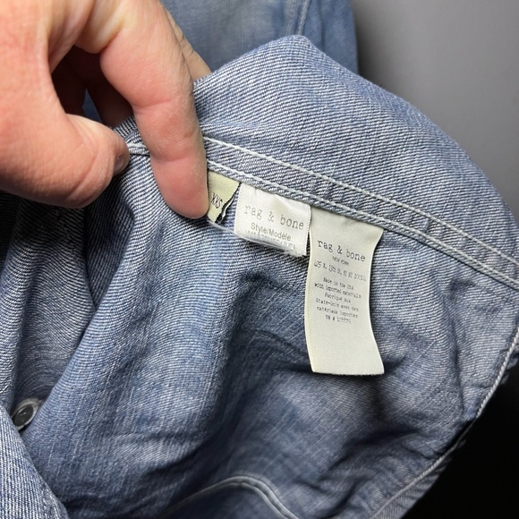 Rag & Bone Santa Cruz XXS Oversized Denim Button Chore Coat Blue Jean Jacket USA - Picture 8 of 8